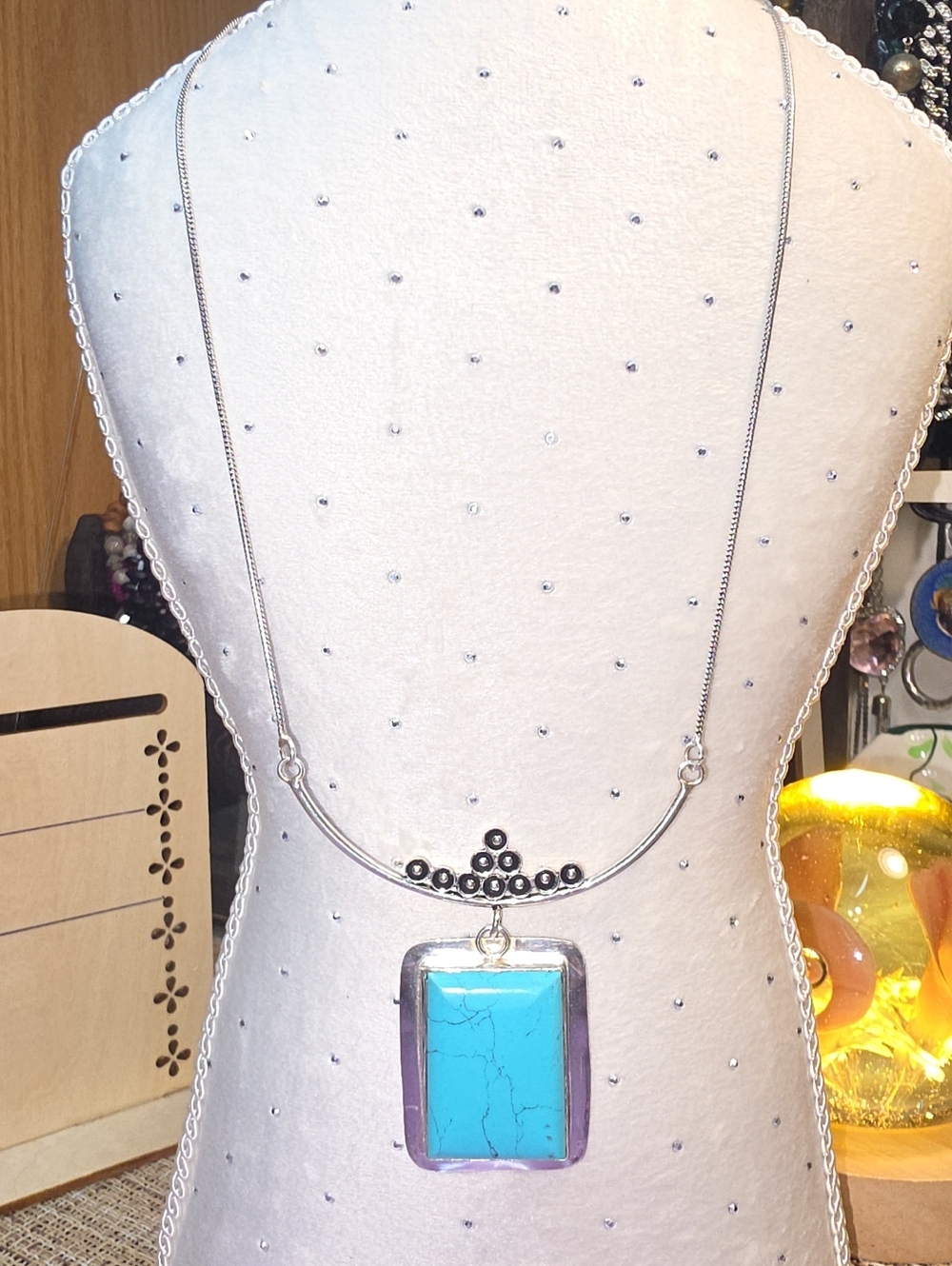 Turquoise Stone Pendant Necklace - Women Jewelry